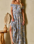 Boho Paisley Off-Shoulder Maxi Dress