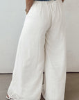 Solid Drop Waist Pleated Wide Leg Pants