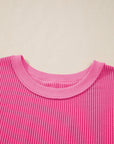 Corded Knit Cutout Bow Tie Back T-Shirt