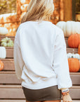 Halloween Pumpkin Terry Patched Pullover Sweatshirt