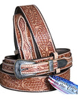 Hilason Oakleaf Ranger Made In Usa Gun Holster Leather Work Belt Brown