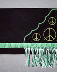Western Show Barrel Racing Rodeo Saddle Blanket Saddlepad Featuring Peace Sign Fringe