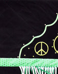 Western Show Barrel Racing Rodeo Saddle Blanket Saddlepad Featuring Peace Sign Fringe
