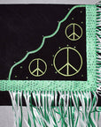 Western Show Barrel Racing Rodeo Saddle Blanket Saddlepad Featuring Peace Sign Fringe