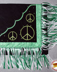 Western Show Barrel Racing Rodeo Saddle Blanket Saddlepad Featuring Peace Sign Fringe