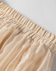 Solid Embroidered Mesh Overlay Midi Skirt