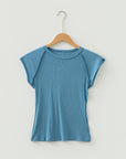 Ribbed Cap Sleeve Crewneck Shirt
