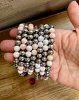8 mm Sterling Silver Pearls bracelet with pink conch beads