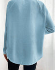 Solid Textured Knit Raglan Long Sleeve Top