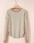 Stripe Thermal Knit Drop Shoulder Top