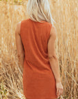 Western Corduroy Embroidered Patch Pocket Mini Dress