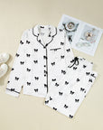 Bow Tie Long Sleeve Top and Pants Pajama Set