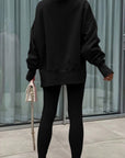 Solid Oversize Sweatshirt and Ribbed Leggings Set