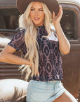 Lillian Aztec Short Sleeve Mesh Top