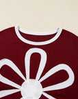 Floral Patch Long Sleeve Crewneck Top