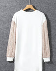 Sequin Patchwork Puff Sleeve Mini Dress