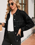 Stripe Denim Chest Pocket Oversize Jacket