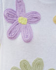 Hannah Crochet Flower Knit Short Sleeve Sweater Top