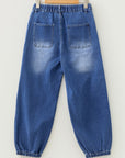 Denim Buttoned Fly Tapered Barrel Leg Jeans