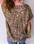 Leopard Contrast Trim Short Sleeve Shirt