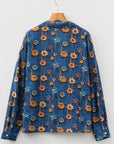 Floral Patchwork Long Sleeve Collared V-Neck Blouse