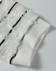 Stripe Patchwork Buttoned V-Neck Ribbed Knit Top