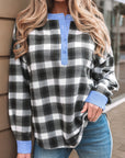 Ezra Half Placket Plaid Blouse