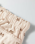 Bow Corduroy Drawstring Elastic Waist Pants