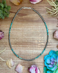 20” Heishi Turquoise Necklace – 4mm Turquoise & 5mm Sterling Silver Pearls