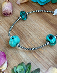 16” Turquoise Rondelle Necklace – Sterling Silver Pearls