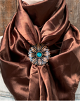 35X35" Solid Brown Wild Rag / Scarf WRS2 - Western Concho Wild Rag Slides - Assorted