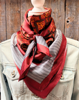 35X35" Red and Gold Multi Pattern Wild Rag / Scarf WR1031
