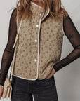 Floral Quilted Button Front Vest