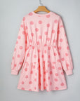 Polka Dot Long Sleeve Flared Mini Dress