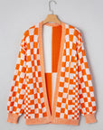 Wrenley Checkered Open Front Drop Shoulder Cardigan