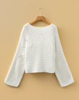 Hollowed Knit Wide Sleeve Pullover Sweater