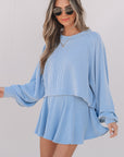 Corded Top and Ruffle Mini Skort Set