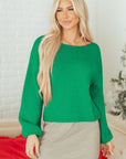 Bow Tie Backless Bubble Sleeve Sweater