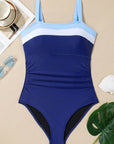 Colorblock Square Neckline One-Piece Swimsuit