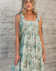 Ila Floral Knotted Strap Smocked Tiered Dress