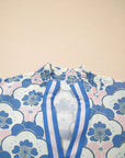 Floral V-Neck Flounced Short Sleeve Blouse