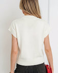 Heart Graphic Cropped Short Sleeve Sweater