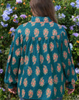 Plus Size Floral Lace Trim Pleated Buttoned Shirt