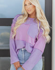 Colorblock Waffle Knit Patchwork Long Sleeve Top