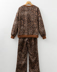 Leopard Contrast Trim Top and Pants Set