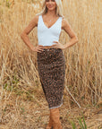 Jadecara Frayed Midi Skirt