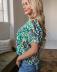 Ellianna Geometric Puff Sleeve Blouse
