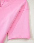 Solid Raw Edge Short Sleeve Pocketed Romper