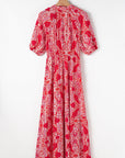 Paisley Side Slit Puff Sleeve Maxi Dress