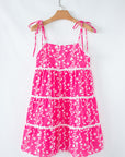 Floral Ric-Rac Tie Strap Sleeveless Mini Dress
